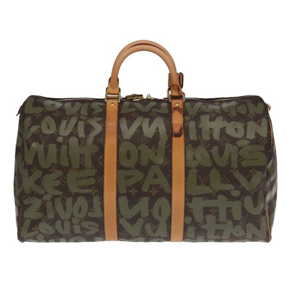 LOUIS VUITTON Monogram Graffiti Keepall 50 Boston Bag Khaki - Picture 3 of 16